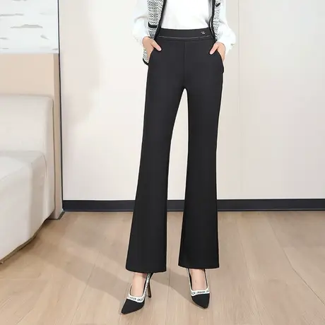 黑色微喇裤高腰长裤女秋季2023新款韩版显瘦喇叭裤时尚气质休闲裤商品大图