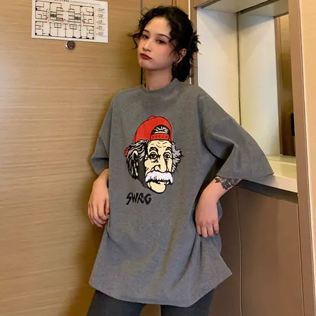 超火cec短袖t恤女宽松网红ins原宿bf慵懒风百搭学生蹦迪上衣服潮商品大图