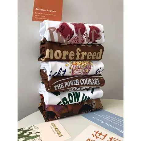 美式复古街头t恤女大码oversize宽松潮牌短袖ins潮纯棉情侣上衣夏图片