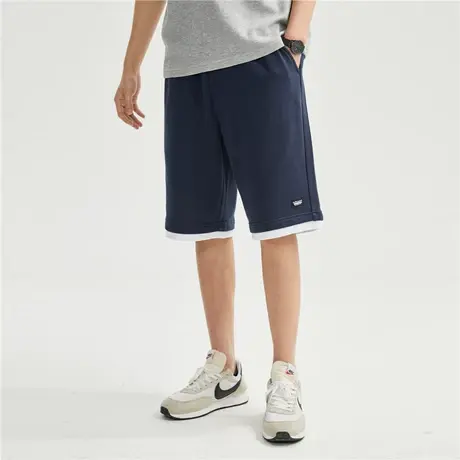 佐丹奴运动短裤男针织品牌织标假两件松紧腰休闲五分裤男01100491图片