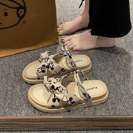 2023年夏季新款网红平底两穿凉拖鞋女仙女风学生百搭外穿罗马凉鞋商品大图