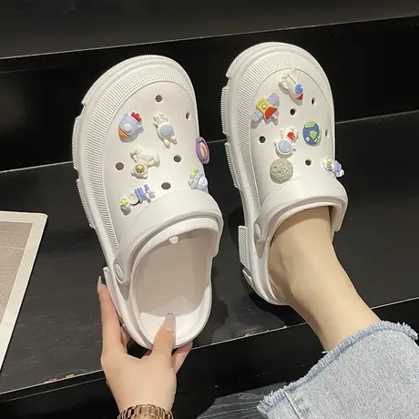2023夏季新款洞洞鞋女时尚可爱宇航员厚底外穿凉鞋防滑包头凉拖鞋商品大图
