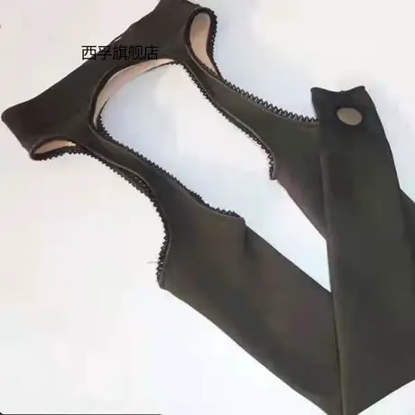 秋冬加绒加厚四面开裆假透肉吊带真透肤保暖连裤袜灰透一体裤性感图片