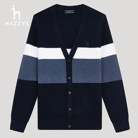 【商场同款】Hazzys哈吉斯秋冬季新品男士针织衫毛衣时尚开衫外套图片