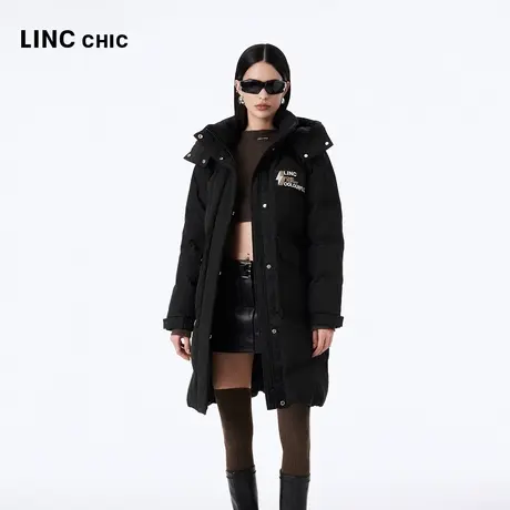 LINCCHIC金羽杰羽绒服女2023冬季新款都市防风保暖加厚中长款外套商品大图