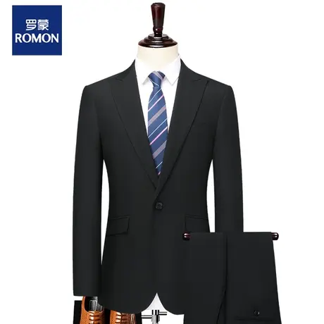 罗蒙官方西服套装两件套男春秋商务职业正装2023新郎婚礼结婚西装商品大图