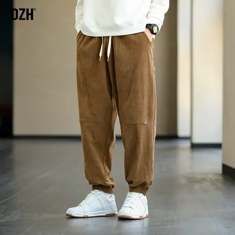 男生灯芯绒男裤休闲长裤宽松裤子2023新款运动裤男束脚春夏哈伦裤商品大图
