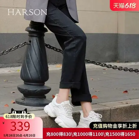 哈森撞色老爹鞋女款显脚小春秋款厚底小个子运动休闲鞋HC231416商品大图