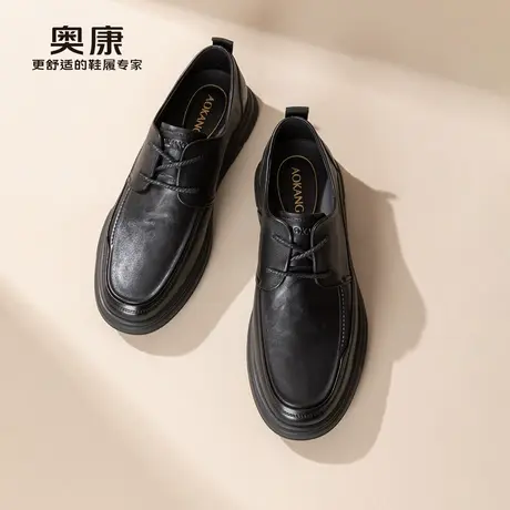 奥康男鞋2025春季新款商务休闲皮鞋男士真皮系带柔软透气爸爸皮鞋商品大图