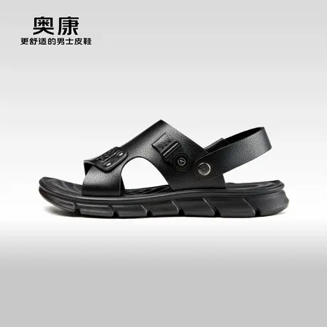 Aokang奥康夏季新款时尚潮流沙滩鞋男户外防滑真皮软底凉鞋商品大图