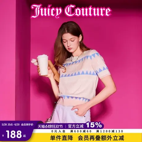 Juicy Couture橘滋2025春夏新款甜美学院风提花短袖针织衫T恤女商品大图