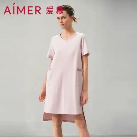 爱慕逸家睡衣女夏季棉质V领可外穿短袖睡裙AM449241商品大图