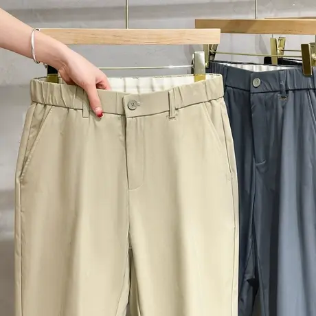 垂感冰丝休闲裤男夏季薄款男士商务休闲凉感裤子小西裤男款九分裤商品大图