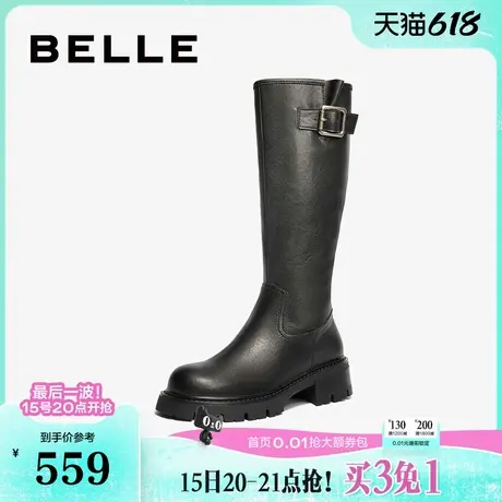 百丽女靴子厚底高长靴冬季新款西部靴显瘦长筒靴骑士靴B2136DG4图片