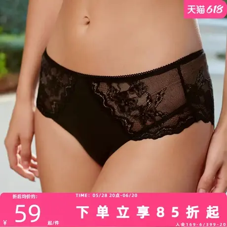夏娃的诱惑曼纱系列平角内裤女士2025新款性感舒适中腰内裤全棉档商品大图