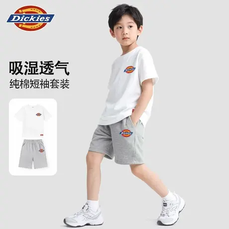 Dickies童装男童夏装套装纯棉儿童白色短袖t恤女孩潮牌运动服夏A商品大图