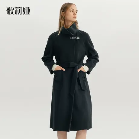 歌莉娅双面呢大衣女秋冬新款高级感真丝羊毛中长款外套1ADC6N16A商品大图