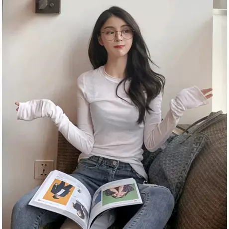 太好穿人手一件 好版型显瘦修身不收边打底衫百搭长袖防晒T恤上衣图片