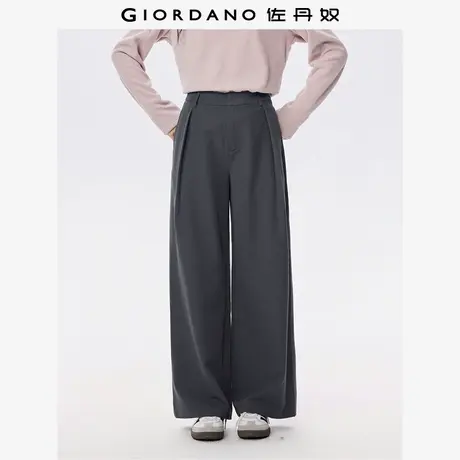 佐丹奴格雷系阔腿裤女装秋冬新款通勤女裤垂感打褶西装裤13415175商品大图
