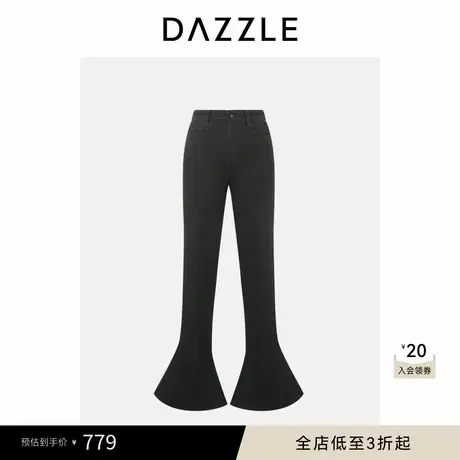 DAZZLE 地素奥莱牛仔裤黑色牛仔喇叭裤商品大图