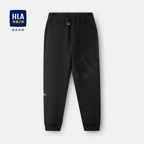 HLA/海澜之家一条过冬休闲裤23秋冬新华夫格加绒微弹中腰九分裤男商品大图