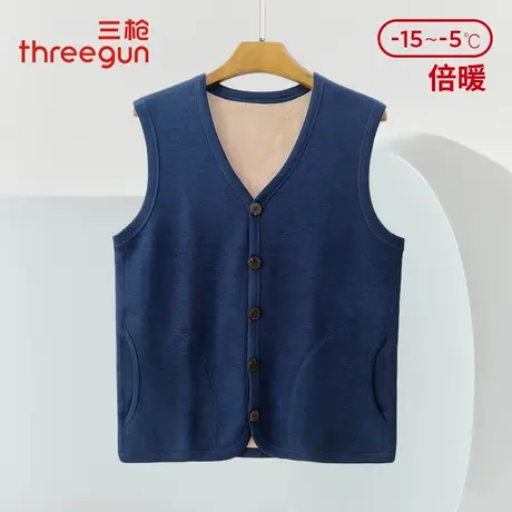 三枪马甲男士秋冬新品中老年加绒加厚立绒坎肩老爷爷保暖马夹背心商品大图
