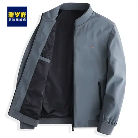 雅鹿爸爸外套春秋季薄款中老年人男士夹克2023年新款上衣休闲春装图片