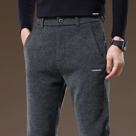 冬季加绒加厚外穿防风商务西裤秋冬款男士高端直筒修身休闲长裤子商品大图