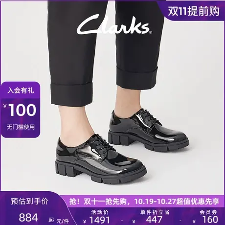 Clarks其乐媞拉系列女鞋2023新款系带厚底英伦休闲单鞋图片