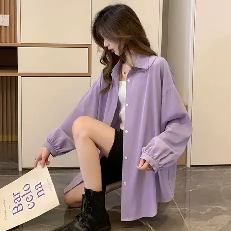 唐狮白色衬衫女长袖新款春秋衬衣宽松衬衫灯笼袖设计感上衣女图片