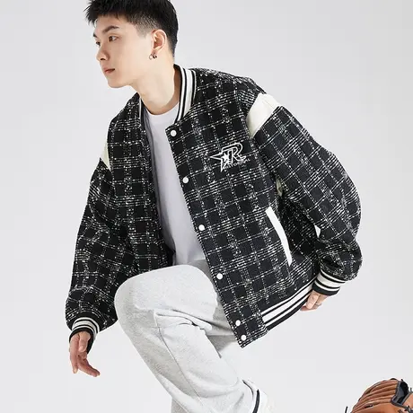 唐狮外套男2023冬季新款小香风外套加绒加厚棒球服外套保暖11.22商品大图