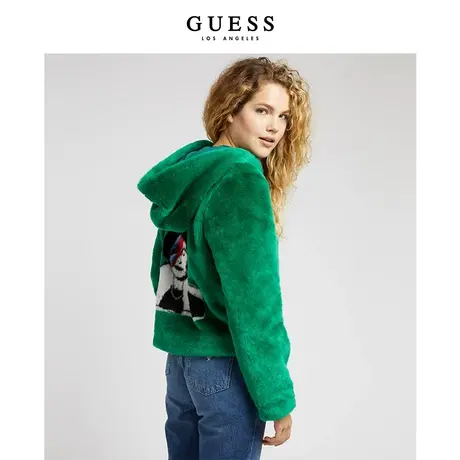 GUESS×涂鸦胶囊系列女舒适连帽毛绒外套商品大图