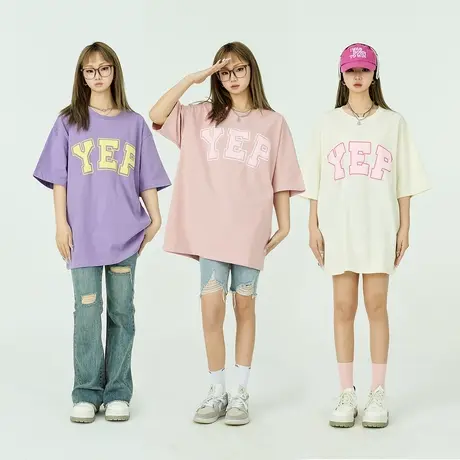 t恤女短袖2024新款发泡工艺基础大版休闲百搭上衣欧美复古潮牌商品大图