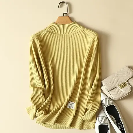 春装女2024年新款半高领毛衣女宽松套头外穿慵懒风爆款针织打底衫商品大图