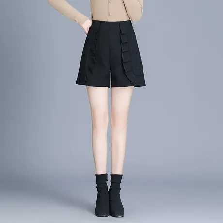 2023秋季新款外穿短裤荷叶边设计感A字阔腿裤高腰显瘦时尚休闲裤商品大图