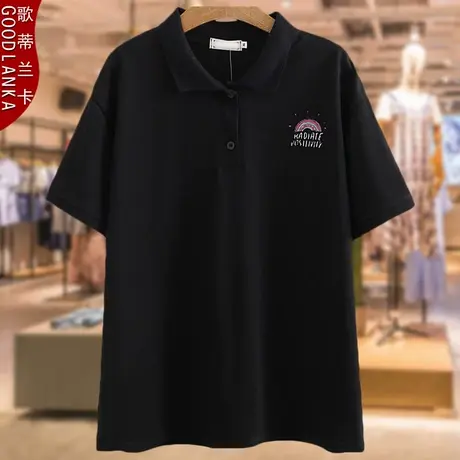 大码女装夏装新款POLO领短袖T恤洋气时尚中年妈妈母亲节洋气上衣商品大图