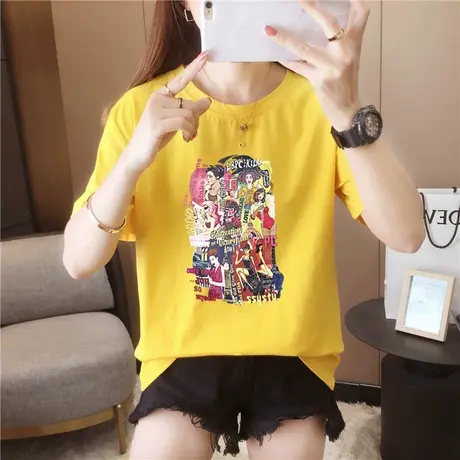 胖MM短袖T恤女200斤加肥加大韩版宽松三百斤超大码显瘦半袖体恤潮商品大图