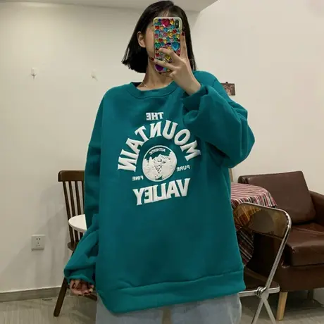 卫衣女2021新款秋冬小个子宽松韩版ins上衣bf慵懒风加绒加厚外套图片