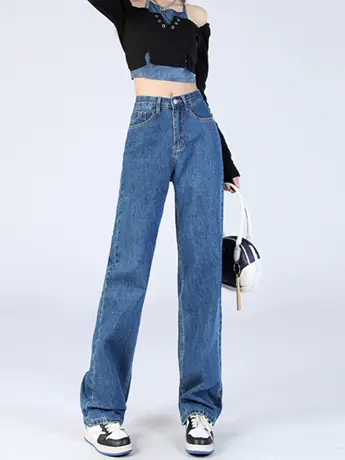 清仓捡漏高腰阔腿牛仔裤女秋冬季新款显瘦百搭垂感直筒拖地裤潮图片