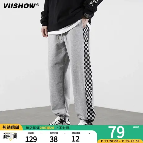 VIISHOW腰果花裤子男束脚运动裤春秋潮牌宽松休闲裤长裤阔腿卫裤商品大图