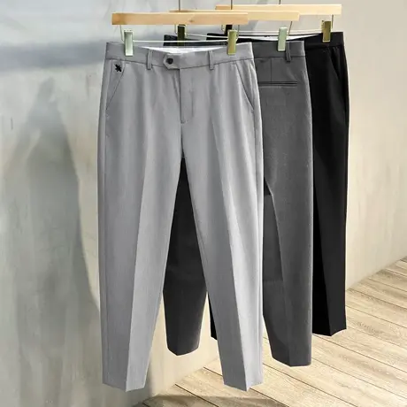 丝光抗皱西裤男2025夏新款高端男士商务休闲裤弹力垂感直筒小脚图片