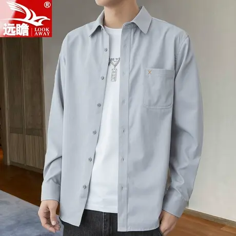 男士衬衫长袖春秋季2023新款工装衬衣寸衫外套男装休闲上衣服男款图片