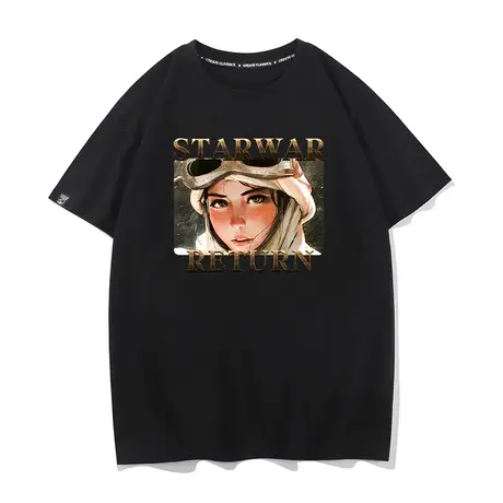 秀洛星球大战人像女孩star war夏季t恤短袖宽松纯棉体恤男女衣服商品大图