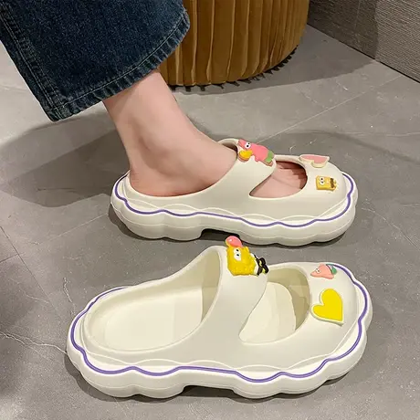 洞洞鞋女外穿夏2023年新款ins可爱透气踩屎感海绵宝宝包头半拖鞋商品大图