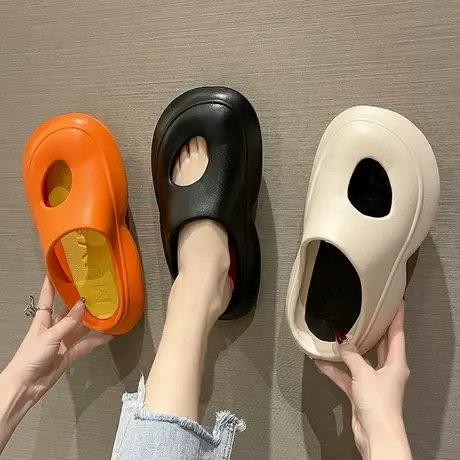 洞洞鞋女ins潮时尚外穿夏季厚底防滑网红包头老爹拖鞋沙滩凉拖鞋商品大图