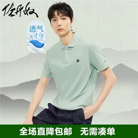 佐丹奴短袖Polo衫男新款骑士国风刺绣珠地布翻领休闲上衣18014607商品大图