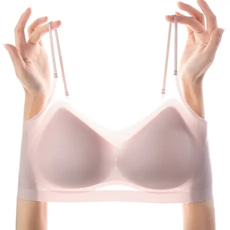 内衣女小胸聚拢夏季超薄款无痕冰丝运动背心式胸罩无钢圈美背文胸商品大图