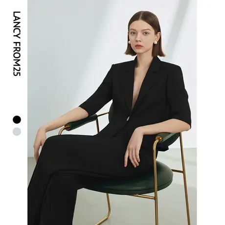 朗姿复古法式短款气质高级感外套西服女2024年夏季新款设计感西装图片