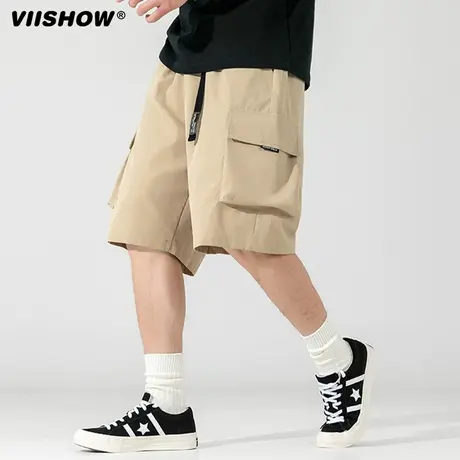 VIISHOW短裤男士夏季薄款休闲运动沙滩五分裤潮流宽松工装中裤子图片