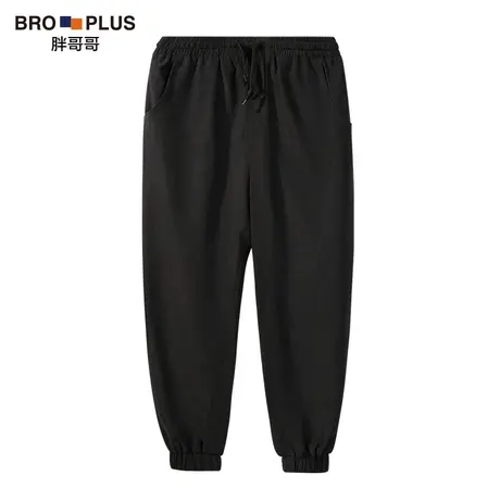 胖哥哥春秋大码休闲裤子男肥佬简约运动裤加肥加大麂皮男士束脚裤商品大图